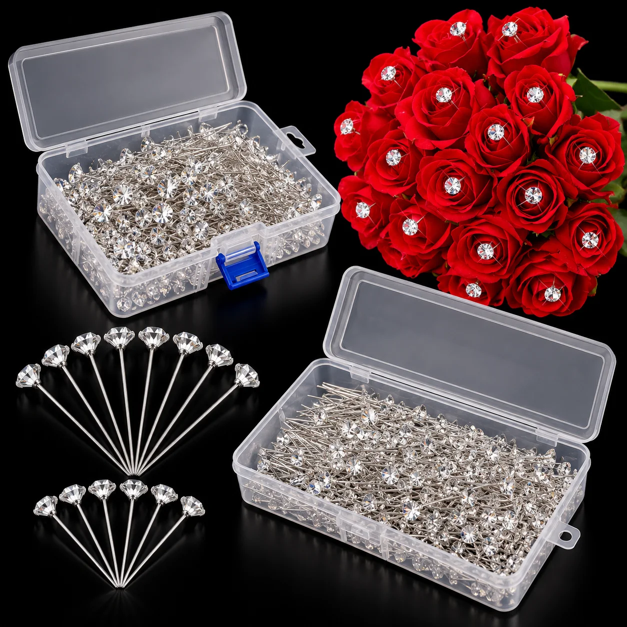 Alfileres cabeza de diamante