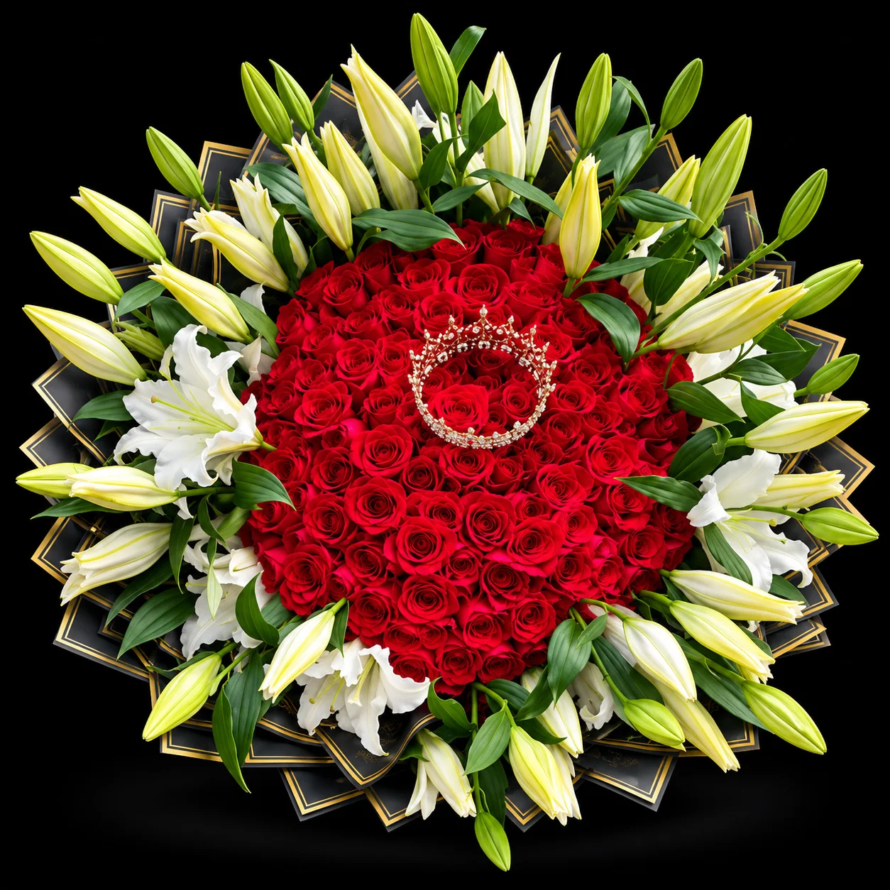 ramo de 100 rosas y 36 flor de lirio